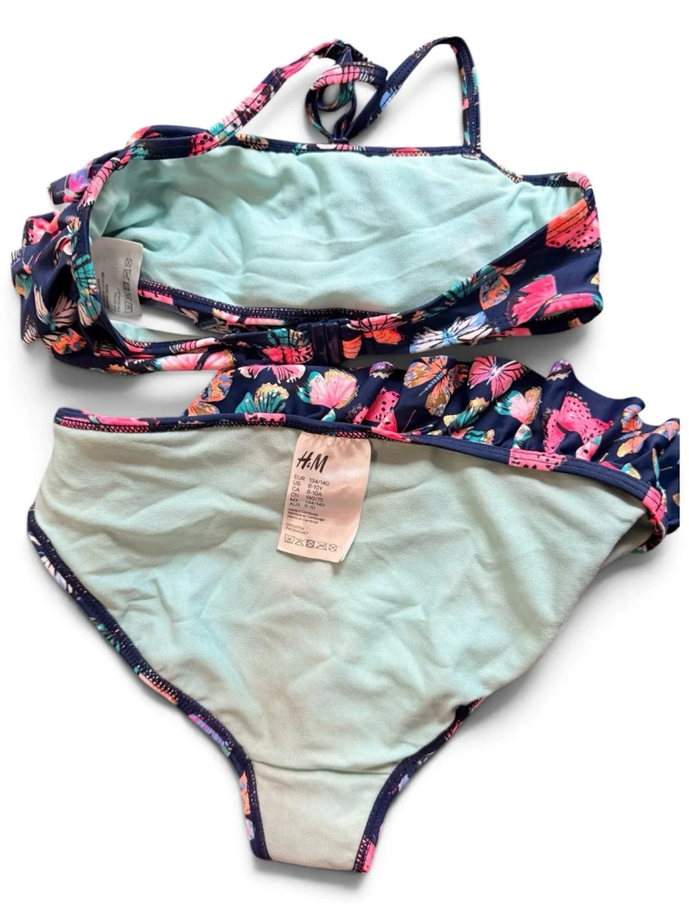 H&M Navy Floral Butterfly Print Swim Set
